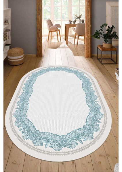 Dijital Baskılı Kaymaz Taban Yıkanabilir Oval Salon Halısı Mutfak Halısı Yolluk NDO-HY-898