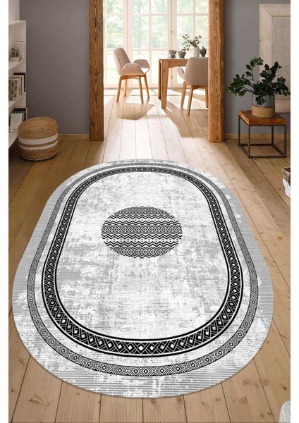 Dijital Baskılı Kaymaz Taban Yıkanabilir Oval Salon Halısı Mutfak Halısı Yolluk NDO-SD-1081