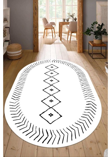 Dijital Baskılı Kaymaz Taban Yıkanabilir Oval Salon Halısı Mutfak Halısı Yolluk NDO-HT-571