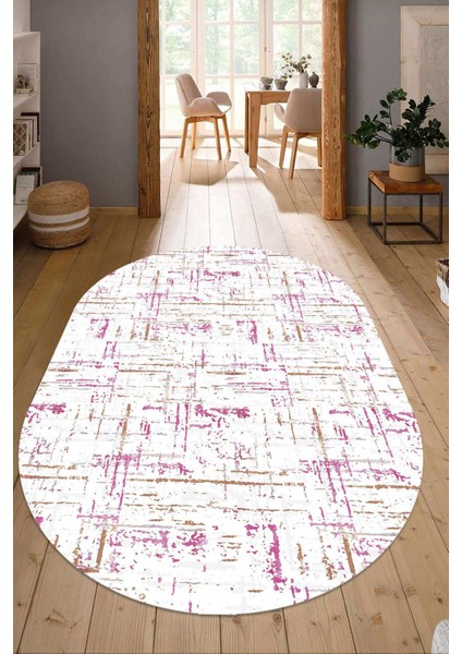 Dijital Baskılı Kaymaz Taban Yıkanabilir Oval Salon Halısı Mutfak Halısı Yolluk NDO-HY-997