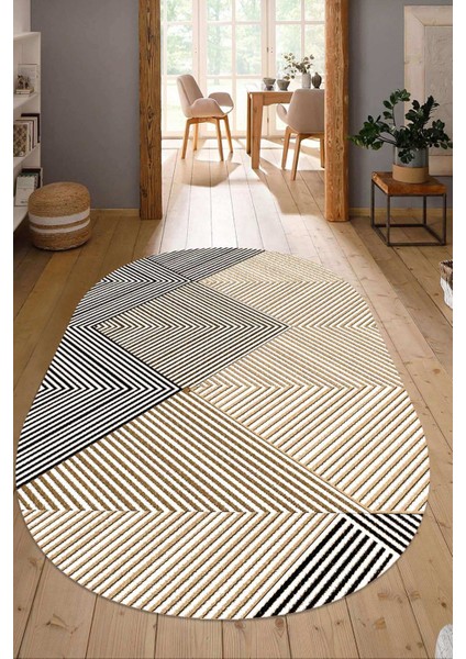 Dijital Baskılı Kaymaz Taban Yıkanabilir Oval Salon Halısı Mutfak Halısı Yolluk NDO-SD-1026
