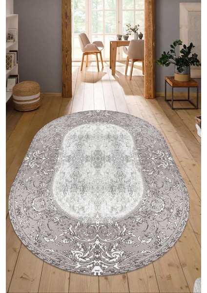 Dijital Baskılı Kaymaz Taban Yıkanabilir Oval Salon Halısı Mutfak Halısı Yolluk NDO-HT-350