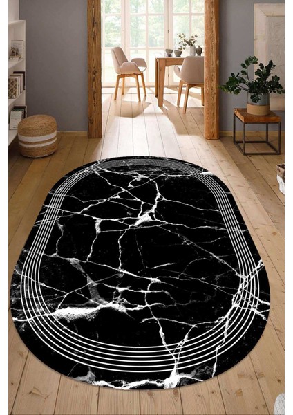 Dijital Baskılı Kaymaz Taban Yıkanabilir Oval Salon Halısı Mutfak Halısı Yolluk NDO-SD-1090