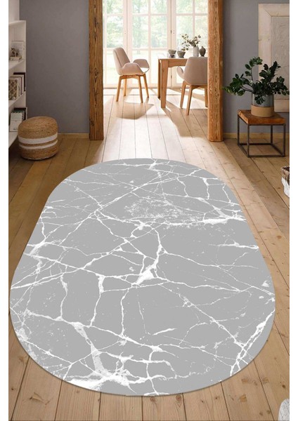Dijital Baskılı Kaymaz Taban Yıkanabilir Oval Salon Halısı Mutfak Halısı Yolluk NDO-HT-417