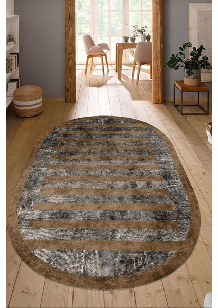 Dijital Baskılı Kaymaz Taban Yıkanabilir Oval Salon Halısı Mutfak Halısı Yolluk NDO-SD-248
