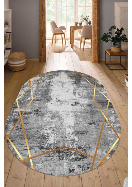 Dijital Baskılı Kaymaz Taban Yıkanabilir Oval Salon Halısı Mutfak Halısı Yolluk NDO-HT-694