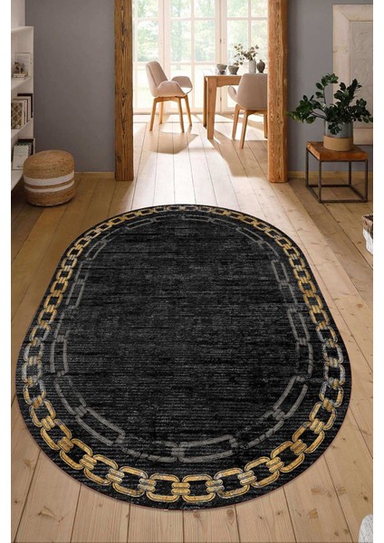 Dijital Baskılı Kaymaz Taban Yıkanabilir Oval Salon Halısı Mutfak Halısı Yolluk NDO-HT-901