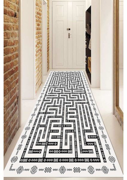 Dijital Baskılı Kaymaz Taban Yıkanabilir Modern Yolluk ve Koridor Halısı NDU-HS-527