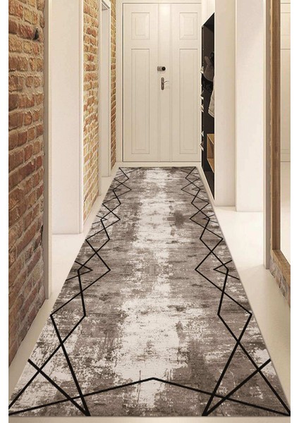 Dijital Baskılı Kaymaz Taban Yıkanabilir Modern Yolluk ve Koridor Halısı NDU-HT-696