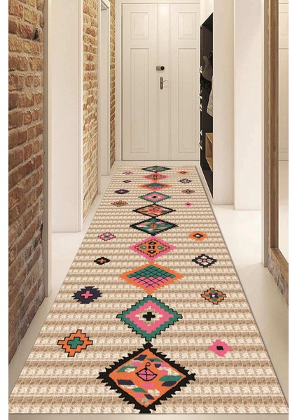 Dijital Baskılı Kaymaz Taban Yıkanabilir Modern Yolluk ve Koridor Halısı NDU-HK-143