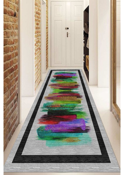 Dijital Baskılı Kaymaz Taban Yıkanabilir Modern Yolluk ve Koridor Halısı NDU-HS-251