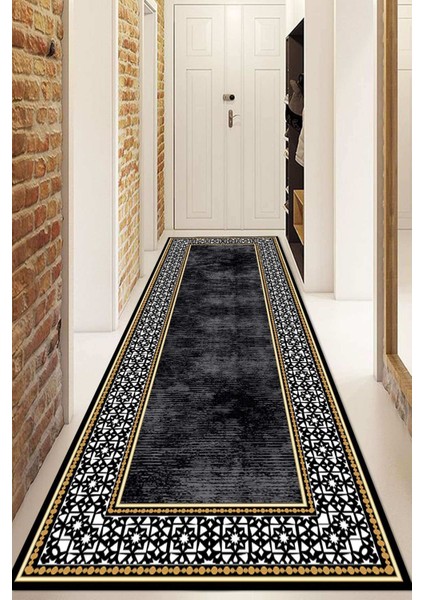 Dijital Baskılı Kaymaz Taban Yıkanabilir Modern Yolluk ve Koridor Halısı NDU-HT-1481