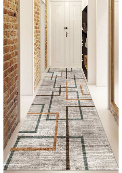 Dijital Baskılı Kaymaz Taban Yıkanabilir Modern Yolluk ve Koridor Halısı NDU-HT-676