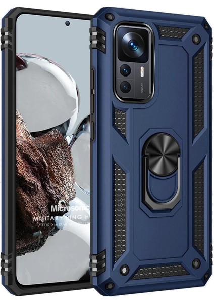 Xiaomi Mi 12T Pro Kılıf Military Ring Holder Lacivert