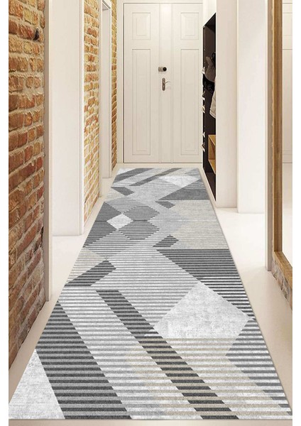 Dijital Baskılı Kaymaz Taban Yıkanabilir Modern Yolluk ve Koridor Halısı NDU-HT-159