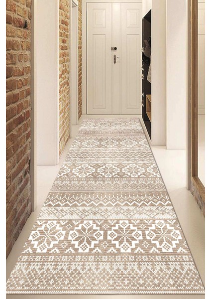 Dijital Baskılı Kaymaz Taban Yıkanabilir Modern Yolluk ve Koridor Halısı NDU-HT-987