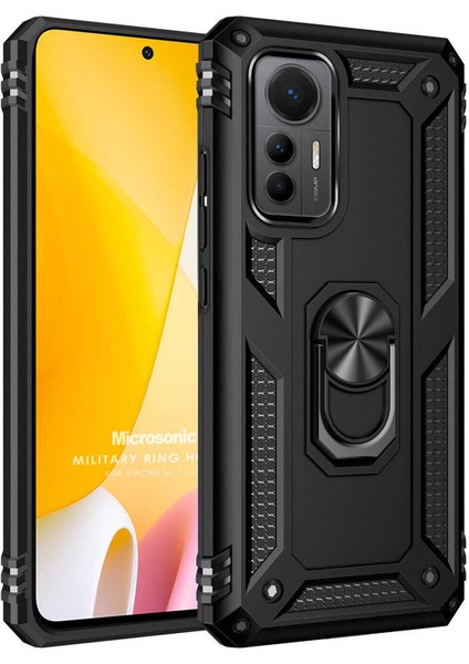 Xiaomi Mi 12 Lite Kılıf Military Ring Holder Siyah