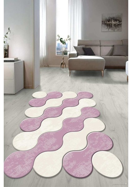 Dijital Baskılı Kaymaz Taban Yıkanabilir Lazer Kesim Salon Halısı Yolluk NLZR-HT-881