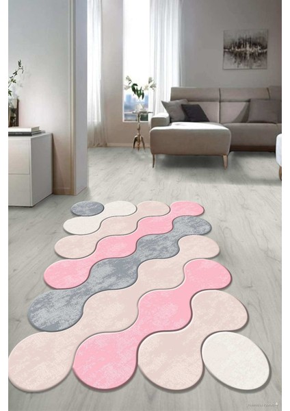 Dijital Baskılı Kaymaz Taban Yıkanabilir Lazer Kesim Salon Halısı Yolluk NLZR-HT-879