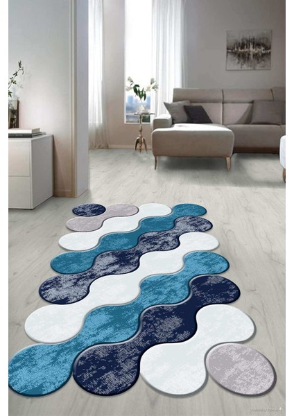 Dijital Baskılı Kaymaz Taban Yıkanabilir Lazer Kesim Salon Halısı Yolluk NLZR-HT-882