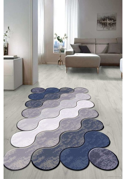 Dijital Baskılı Kaymaz Taban Yıkanabilir Lazer Kesim Salon Halısı Yolluk NLZR-SD-745