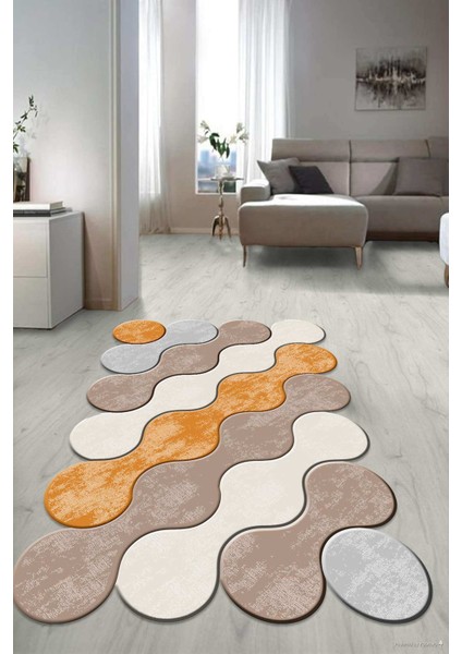 Dijital Baskılı Kaymaz Taban Yıkanabilir Lazer Kesim Salon Halısı Yolluk NLZR-HT-878