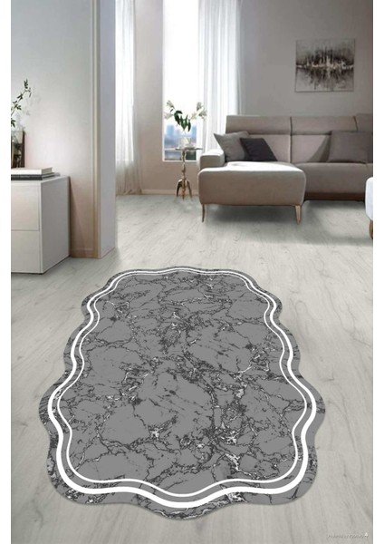 Dijital Baskılı Kaymaz Taban Yıkanabilir Lazer Kesim Salon Halısı Yolluk NLZR-SD-395