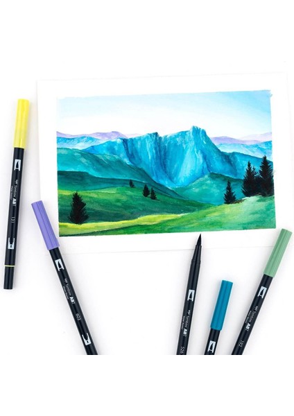 Abt Dual Brush Pen Grafik Kalemi 10'lu Set - Landscape fırsatları