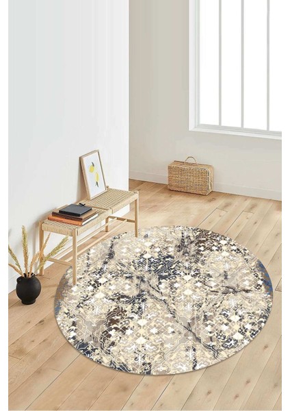 Dijital Baskılı Kaymaz Taban Yıkanabilir Yuvarlak Salon Halısı Koridor Halısı Paspas NDY-HT-378