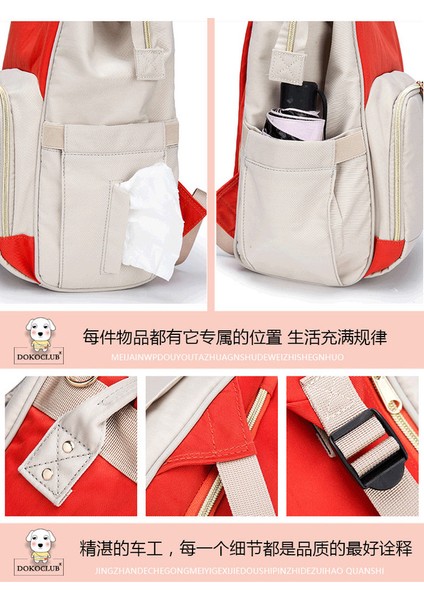 Çok Fonksiyonlu Büyük Kapasiteli Anne-Bebek Sırt Çantası - Kırmızı Beyaz (Yurt Dışından) modelleri