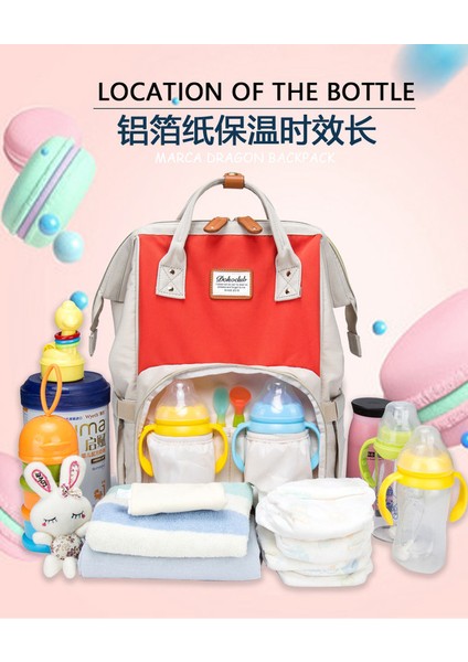 Çok Fonksiyonlu Büyük Kapasiteli Anne-Bebek Sırt Çantası - Kırmızı Beyaz (Yurt Dışından) indirimleri