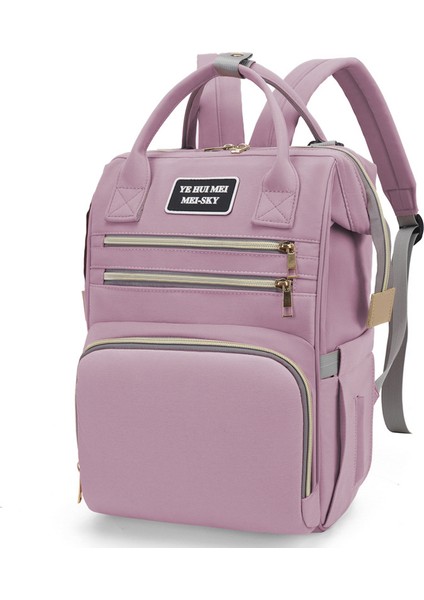 Çok Bölmeli Büyük Kapasiteli Bebek Bakım Çantası - Mor (Yurt Dışından)