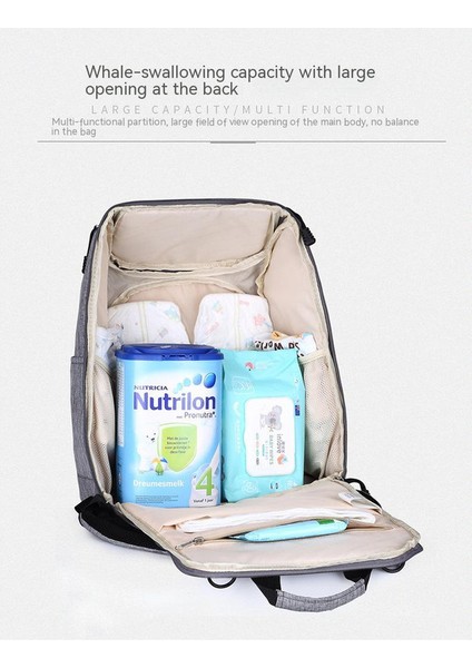 Büyük Kapasiteli Çok Işlevli Su Geçirmez Çift Omuzlu Anne Çantası - Gri (Yurt Dışından) fiyatları