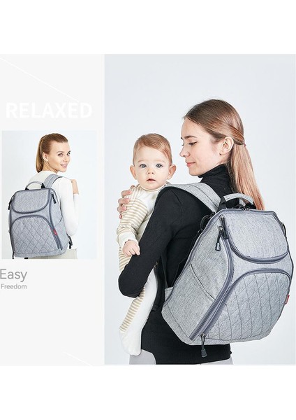 Büyük Kapasiteli Çok Işlevli Su Geçirmez Çift Omuzlu Anne Çantası - Gri (Yurt Dışından) fırsatları