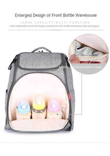 Büyük Kapasiteli Çok Işlevli Su Geçirmez Çift Omuzlu Anne Çantası - Gri (Yurt Dışından) indirimleri