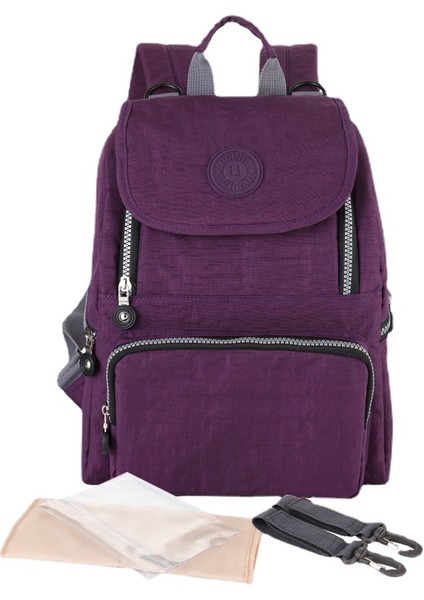 Yıkanabilir Bez Çok Fonksiyonlu Anne Çanta Sırt Çantası Moda Anne Çantası - Mor (Yurt Dışından)