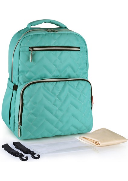 Şık Omuz Su Geçirmez Naylon Anne Çantası Büyük Kapasiteli Anne ve Bebek Dışarı Sırt Çantası - Yeşil (Yurt Dışından)