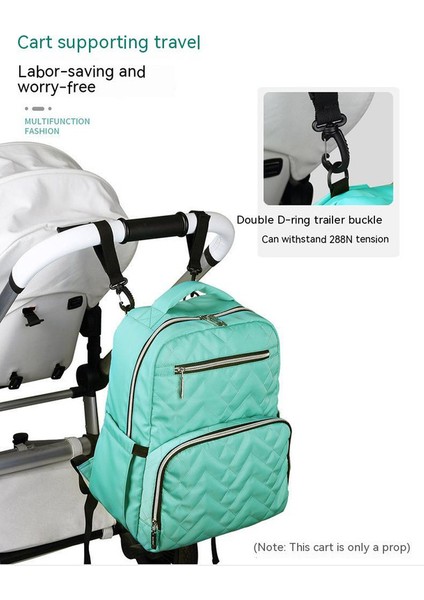 Şık Omuz Su Geçirmez Naylon Anne Çantası Büyük Kapasiteli Anne ve Bebek Dışarı Sırt Çantası - Yeşil (Yurt Dışından) modelleri