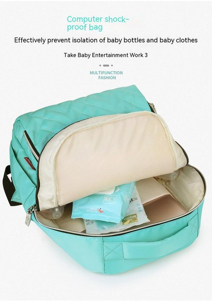 Şık Omuz Su Geçirmez Naylon Anne Çantası Büyük Kapasiteli Anne ve Bebek Dışarı Sırt Çantası - Yeşil (Yurt Dışından) indirimleri