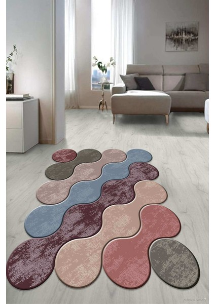 Dijital Baskılı Kaymaz Taban Yıkanabilir Lazer Kesim Salon Halısı Yolluk NLZR-HT-876