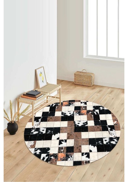Dijital Baskılı Kaymaz Taban Yıkanabilir Yuvarlak Salon Halısı Koridor Halısı Paspas NDY-HT-347