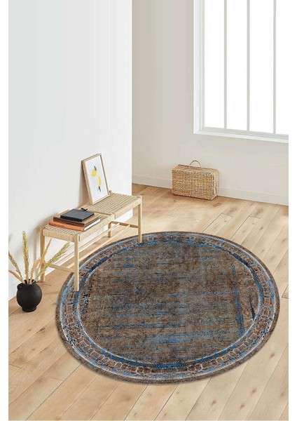 Dijital Baskılı Kaymaz Taban Yıkanabilir Yuvarlak Salon Halısı Koridor Halısı Paspas NDY-HT-970