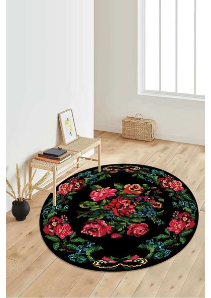 Dijital Baskılı Kaymaz Taban Yıkanabilir Yuvarlak Salon Halısı Koridor Halısı Paspas NDY-HY-1440