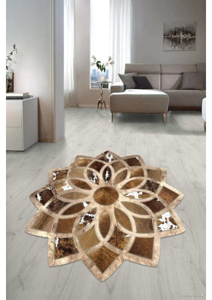 Dijital Baskılı Kaymaz Taban Yıkanabilir Yuvarlak Lazer Kesim Salon Halısı Paspas NLZR-HT-1232