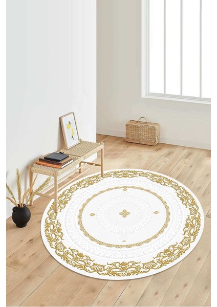 Dijital Baskılı Kaymaz Taban Yıkanabilir Yuvarlak Salon Halısı Koridor Halısı Paspas NDY-HK-112