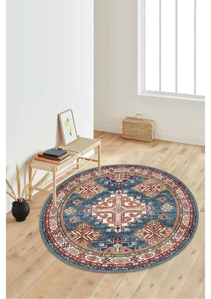 Dijital Baskılı Kaymaz Taban Yıkanabilir Yuvarlak Salon Halısı Koridor Halısı Paspas NDY-HY-992