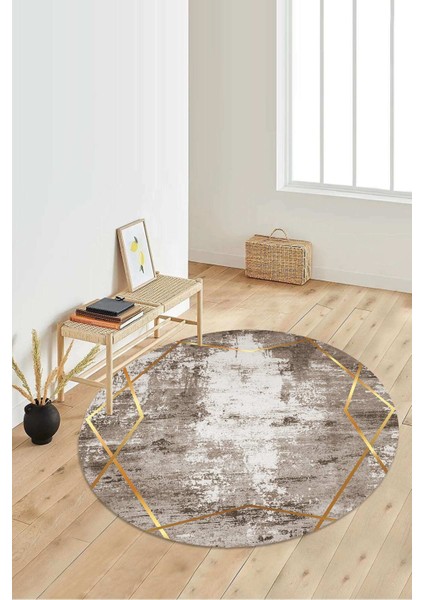 Dijital Baskılı Kaymaz Taban Yıkanabilir Yuvarlak Salon Halısı Koridor Halısı Paspas NDY-HT-695
