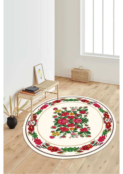 Dijital Baskılı Kaymaz Taban Yıkanabilir Yuvarlak Salon Halısı Koridor Halısı Paspas NDY-HY-1353