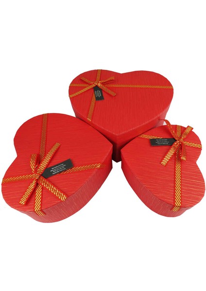 Kutu Karton Kalp Rengarenkli 3lü Set Pk:3 Kl:36