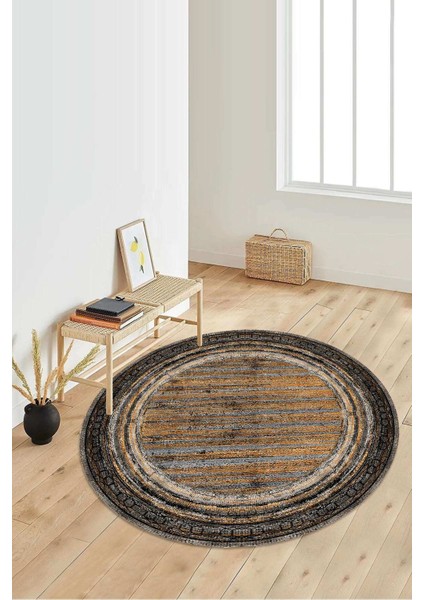 Dijital Baskılı Kaymaz Taban Yıkanabilir Yuvarlak Salon Halısı Koridor Halısı Paspas NDY-HT-967